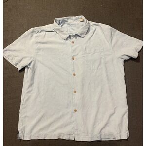 Tommy Bahama Men's XXL 100% Silk Floral Embossed Camp Shirt Light Blue